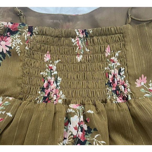 Madewell Tiered Midi Dress Fall Harvest Gold Floral Dress Cottage Boho Size 4 - Picture 9 of 14